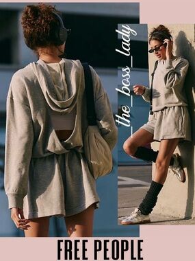 Free People romper hooded activewear cutout back onesie jumpsuit workout Small